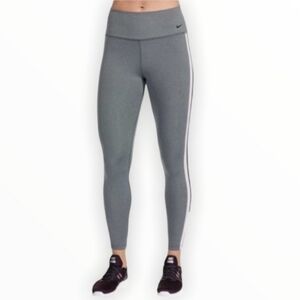 Nike Dri Fit Grey Leggings Light Pink Leg Stripe Women's XL High Waisted Gym EUC